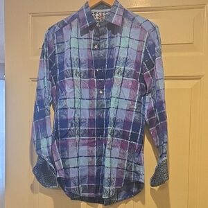 Robert Graham Blue and Purple Checkered Shirt